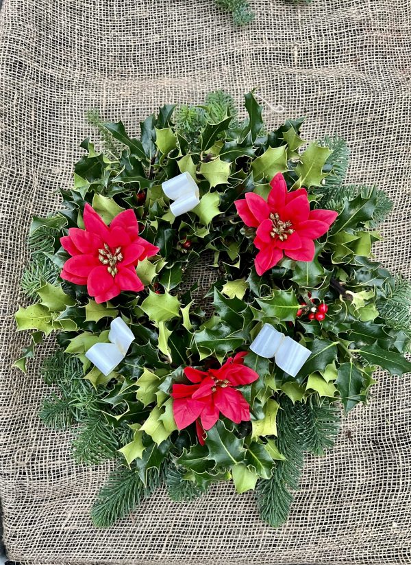 Red Poinsettia White Bow