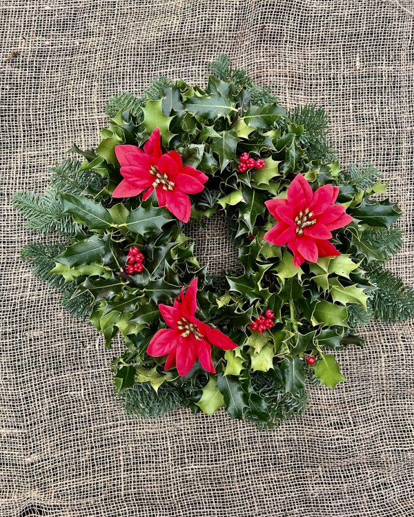 Red Poinsettia and Berries