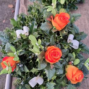8 Inch Dome - Special Orange Rose & Mistletoe