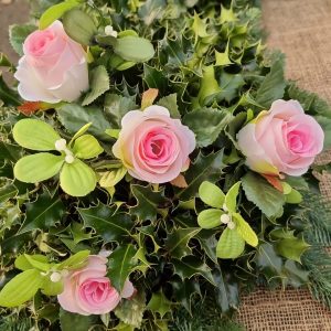 8 Inch Dome - Special Pink Rose & Mistletoe