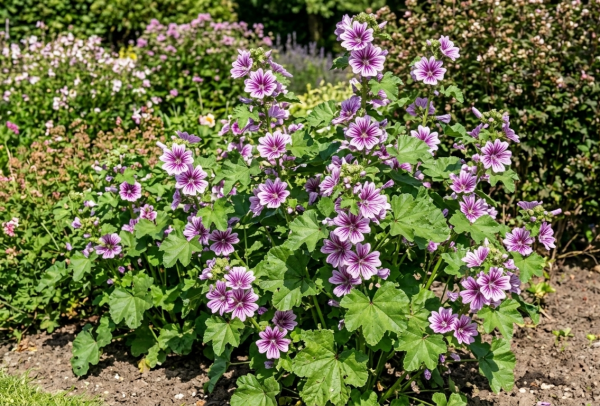 Malva sylvestris var.mauritiana 'Zebrina'